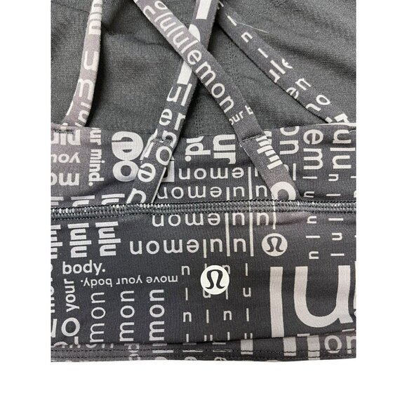 LULULEMON Logo ENERGY BRA HIGH NECK LONG LINE BLACK Womens 6 - Picture 3 of 6